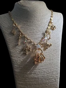Kirks Folly Goldtone Charm Necklace Rings Fairies Cupid Angel Star AB Stones... - Imagen 1 de 9