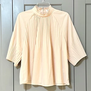 Buru plissierte halbarm Swing-Bluse mit Stehkragen pfirsichfarben Damengröße Medium - Bild 1 von 7