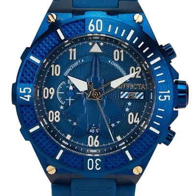 INVICTA AVIATOR Watch 39893 Quartz Blue Dial Stainless Steel Rubber Men s Used - Image 1 of 4