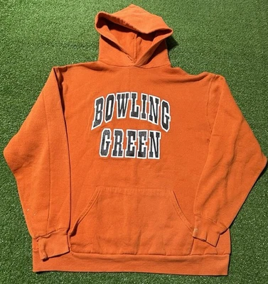 Винтажная мужская зеленая толстовка с капюшоном для боулинга большая оранжевая спортивная толстовка Russell США - Изображение 1 из 4