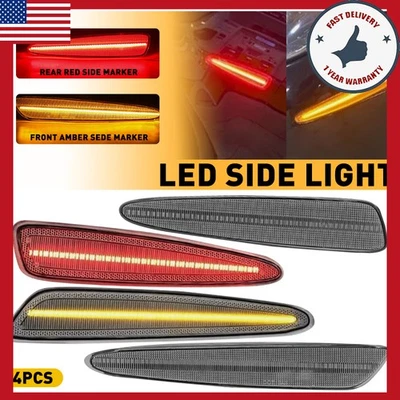 Fit 05-2013 Corvette Chevrolet C6 4x Lens Clear Red&Amber lamp Side Marker Light - Imagem 1 de 4