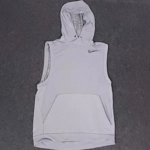 Nike Dri-Fit Sleeveless Hoodie Mens Medium Gray Pullover Sweatshirt Performance - Picture 1 of 14