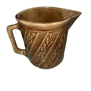Vintage USA Marked Stoneware Pitcher 5” High Glossy Brown Finish - Picture 1 of 7