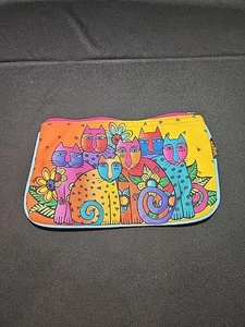 Laurel Burch CATS Zippered Cosmetic Bag 10"x6" NEW No Tags - Picture 1 of 11