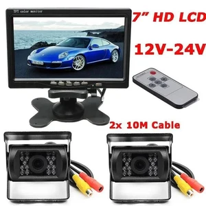 12-24v For RV Truck Bus Van Car Back Up Camera Night Vision 7" Rear View Monitor - Picture 1 of 22