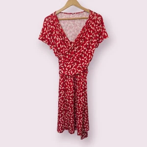 Seraphine Maternity Red White Floral Wrap Top Stretch Dress UK12-14 - Picture 1 of 11
