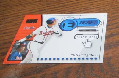 Tarjeta de béisbol SkyBox E Ticket Chipper Jones #11ET 2000 insertada Atlanta Braves Salón de la fama Foto 1 de 2