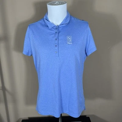 Polo de golf Nike para mujer XL azul geométrico manga corta Dri Fit TPC Sawgrass Foto 1 de 4
