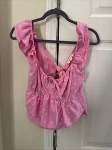 Moa Moa Womens Y2K Ruched Babydoll Floral Top Size M Coquette Fairy Romantic - Picture 1 of 4