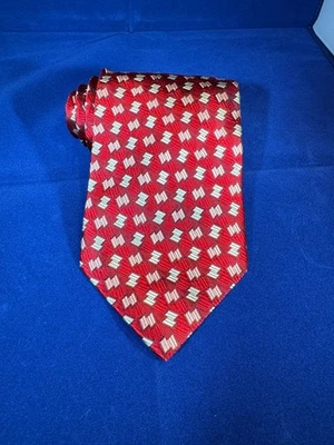 Corbata para hombre Daniel de Fasson 100 % seda, roja con estampado rosa y marfil, usada en excelente estado Foto 1 de 4