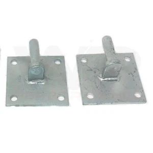 Heavy Duty Gate Hinges Hanger Pins 16mm x2 on Square Plates Brackets Zinc Plated - Picture 1 of 1