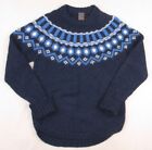 KARI TRAA Women's Blue Wool Blend Alpaca Chunky Knit Jumper S Pullover Sweater