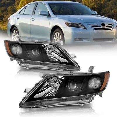 WEELMOTO Headlights For 2007-2009 Toyota Camry Black Headlamps Pair Left+Right Foto 1 de 4