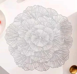 15 Zoll Rund Tischset Silber Ausschnitt Vinyl Blume Rose Hochzeit Urlaub  - Bild 1 von 1