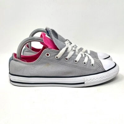 Converse Chuck Taylor All Star Low Top Double Tongue Grey Pink Blue Youth 5 - Image 1 of 4
