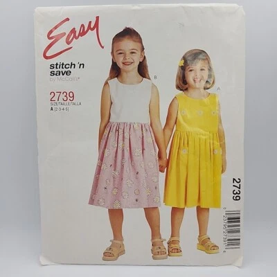 McCall's 2739 Stitch N Save Girls Toddler Sleeveless Sundress Size 2-5 Uncut - Image 1 of 4