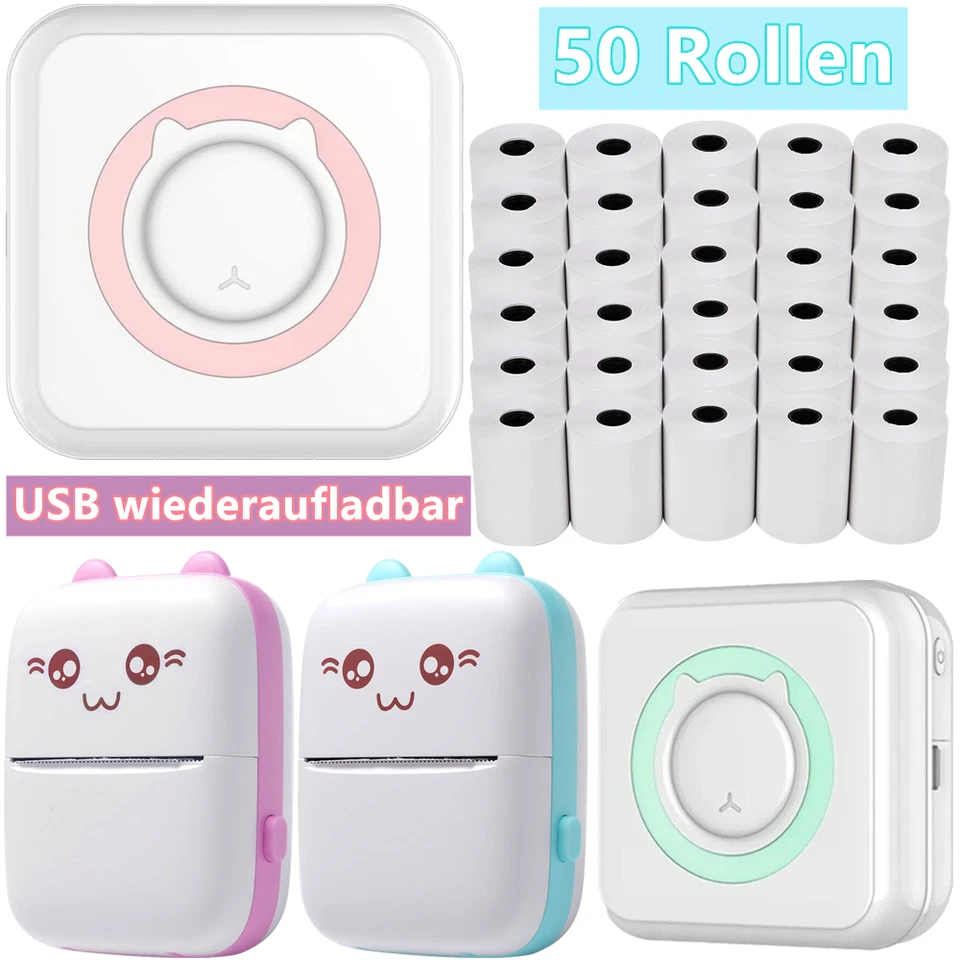 Mini Thermal Printer Pocket Bluetooth Phone Photos Label Printing Thermodrucker - Bild 1 von 1