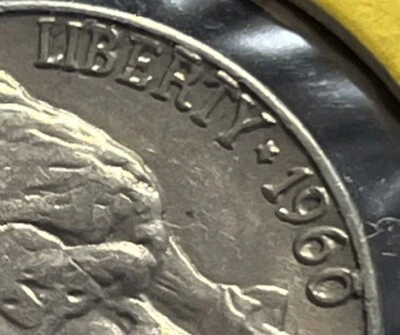 1960D Nickel Errors Cad Or Die Chips Between Rim & Liberty & Date Uncirculated - Image 1 of 4