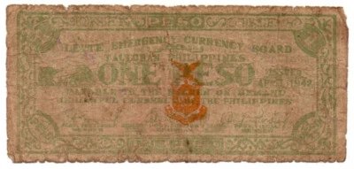 1942 Philippine Province of Leyte Currency S394 1 Peso Only 50k Printed - Image 1 of 4
