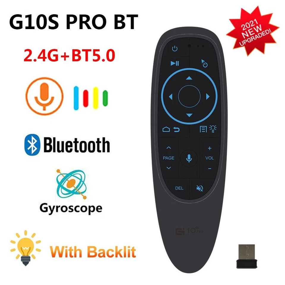 Airmouse, Gyroscope Remote G10S PRO BT Bluetooth, Voice Control Air Mouse 2.4G - Image 1 of 1