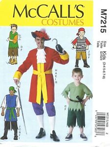 McCall's M7215 Boys' Pirate Halloween Costumes Sz 3-8 UNCUT Sewing Pattern OOP