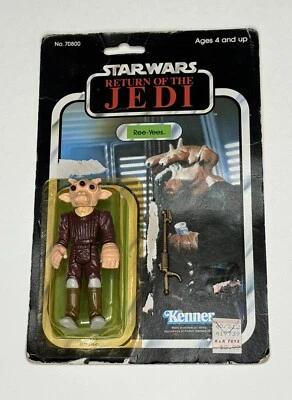 Figura de acción completa vintage 1983 Star Wars ROTJ Ree-Yees con tarjeta completa + burbuja Foto 1 de 2