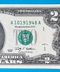 October 19, 1948 : A 10191948 A BIRTHDAY Note $2 Two Dollar Bill *UNC* - Picture 1 of 3