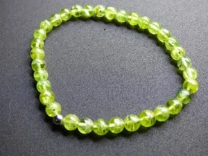 3-4MM Genuine A++ Green Peridot Round Beads Stretchable Bracelet 6-9" Men Woman - Picture 1 of 8