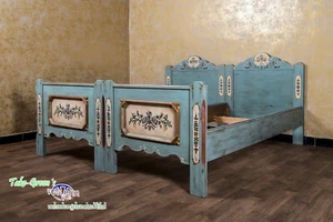 Voglauer Anno 1700 Azul Antiguo Cama Individual Doble Casa de Campo Dormitorio - Imagen 1 de 11