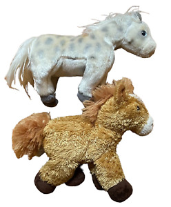 Ty Beanie Babies LOT Lightning Horse Plush Retired & Aurora World Brown Horses