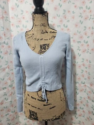 MATERIAL NIÑA, JUNIOR AZUL RAYÓN BL MANGA LARGA RECORTADO ACANALADO SUÉTER, TALLA M Foto 1 de 4