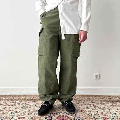 60s Military 1967 Dated Vintage Canadian Army Modified Combat Khaki Trousers - Image 1 of 4