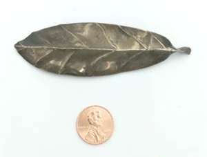 Vintage Signed & Dated Frederic Jean Duclos TV1946 Sterling Silver Leaf Brooch - Picture 1 of 5