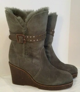 EMU Heighton Low Australian Women's Size 9 Gray Sheepskin Leather Suede Boots - Picture 1 of 10