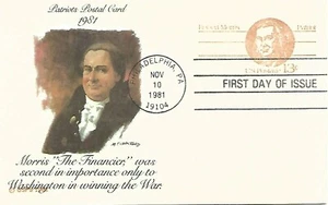 1981 Fleetwood Cachet Postcard FDC Patriot Morris "The Financier" USPS 13 Cents - Picture 1 of 3