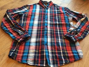 Mens S Shirt Top Grey Blue Red Check Long Sleeve Casual Cedar Wood State - Picture 1 of 3