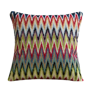 Flame Chevron Tapestry Cushion. Double Sided. 17x17" Blue, Red, Green, Black. - Picture 1 of 1