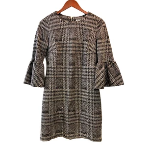Calvin Klein 3/4 Bell Sleeve Round Neck Dress Size 6 Black White - Picture 1 of 9