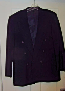 1990's Perry Ellis Men's Double Breasted Navy Blue Suit Union USA 42L 34x32 - Picture 1 of 18