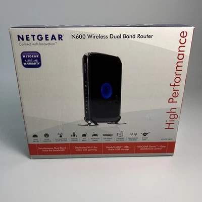 Roteador sem fio Netgear N600 banda dupla com adaptador e cabo Ethernet - Imagem 1 de 4
