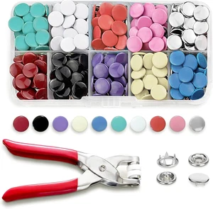 300 Sets Metall Druckknöpfe mit Verschluss Zange Presse Werkzeug Kit, 10 Farben einfarbig - Bild 1 von 12