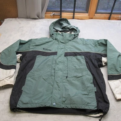 Columbia Jacket Mens XL Green Interchange Waterproof Hooded Full Zip 3in1 SHELL - Image 1 of 4