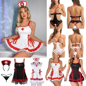 Sexy Mujeres Lencería Sin Entrepierna Uniforme de Enfermera Juegos con disfraces Peluche Conjunto de Disfraz ' - Imagen 1 de 33
