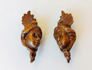 A Pair of Vintage Ornate Metal Art Nouveau Style Woman Head Wall Plaques/ Decor - Picture 1 of 3