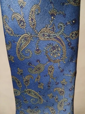 Corbata clásica hecha a mano GEOFFREY BEENE para hombre azul plata cachemira 100 % seda Foto 1 de 3