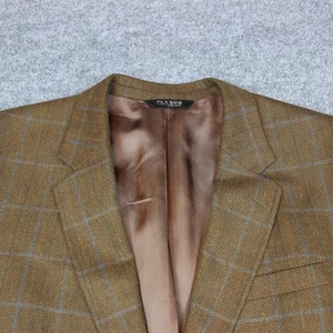 Jos. A. Bank Sport Coat Blazer 48L Brown Herringbone Windowpane Wool Business - Picture 1 of 17