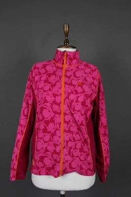 Chaqueta polar Kari Traa rosa geométrica manga larga cuello falso cremallera completa talla L Foto 1 de 4