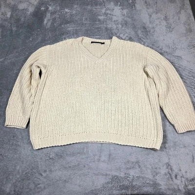 Suéter Jenni Kayne XS Crema 100% Algodón Orgánico Tejido con Cable Gran Tamaño Minimalista Foto 1 de 4