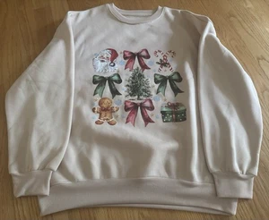 Shein Damen Small Holiday Weihnachtsbaum Schleife Santa Motiv Sweatshirt - Bild 1 von 4