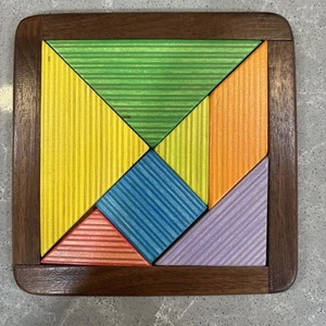 Vintage Wooden Tangram Puzzle Game - Picture 1 of 5